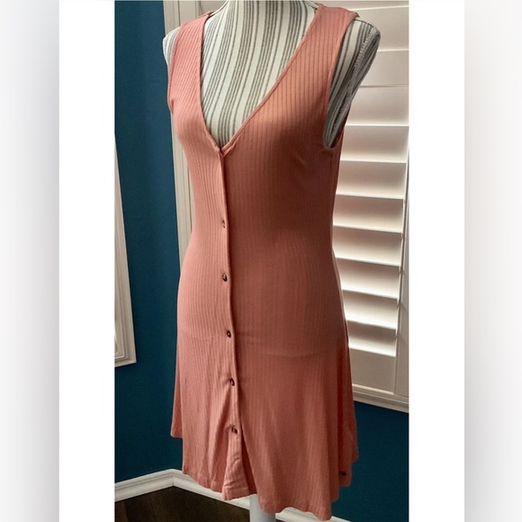 NWT Roxy Dream Do Buttoned Rib Knit Tank Dress Tawny Orange Size M Medium - Picture 10 of 11